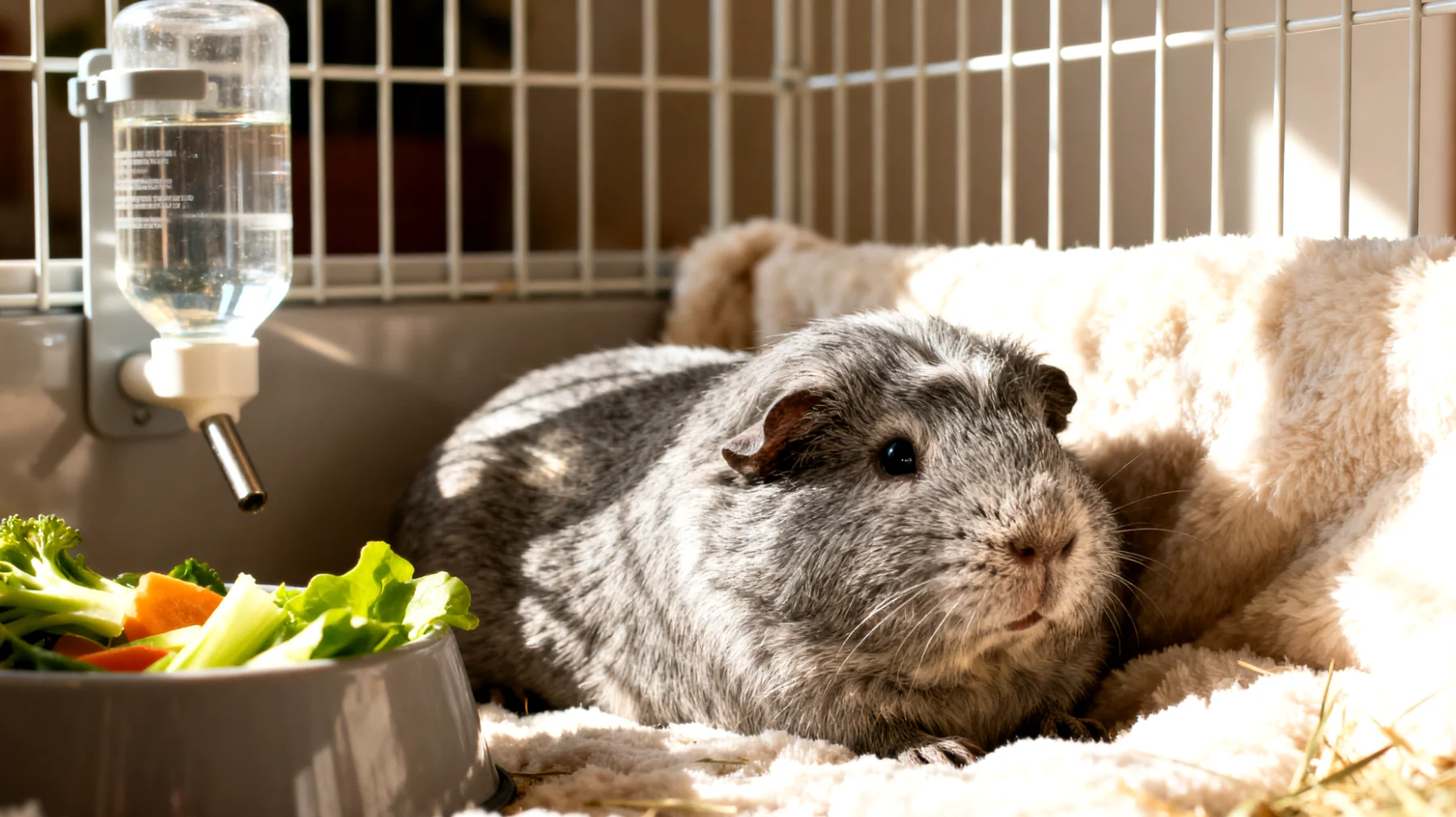 Ältere Meerschweinchen benötigen eine angepasste tägliche Routine, die ihre eingeschränkte Mobilität, veränderten Schlafbedürfnisse und erhöhten Pflegebedarf berücksichtigt, um ihre Lebensqualität zu erhalten"
