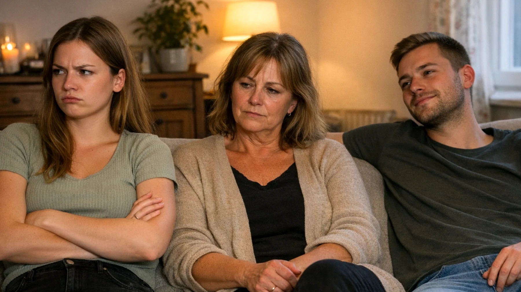 Eine Mutter bemerkt, dass ihre junge erwachsene Tochter (22 Jahre) zunehmend eifersüchtig auf ihren älteren Bruder reagiert, der kürzlich nach Hause zurückgekehrt ist. Die Tochter fühlt sich weniger geliebt und bevorzugt, obwohl sie jahrelang die einzige zu Hause war. Es entstehen häufige Spannungen, Streitigkeiten und ein offensichtlicher Konkurrenzkampf um die Aufmerksamkeit und Zuneigung der Mutter."